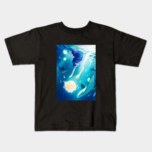 girl and moon Kids T-Shirt